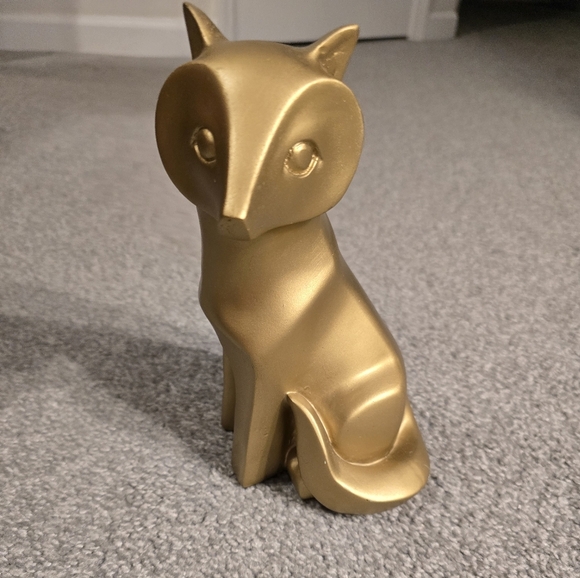 Gold Fox Resin Statue Angular Geometric Abstract Modern - Picture 2 of 7